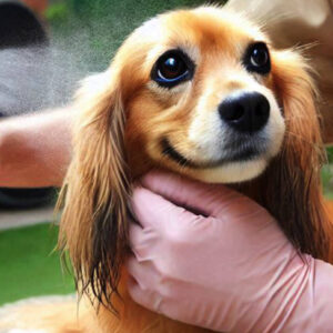 Chien traité avec un produit anti-puces